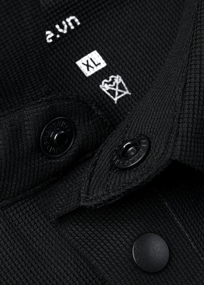 Áo Thun Cổ Polo FlexFit™ Vải Waffle Siêu Co Giãn The Minimalist 029 Màu Đen 99 Dáng Ôm Vừa F2