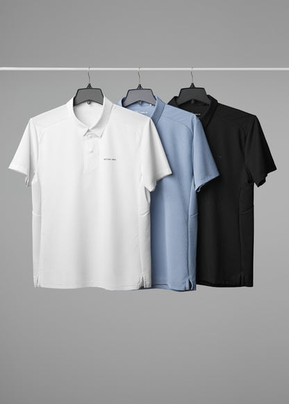 Áo Thun Cổ Polo FlexFit™ Vải Waffle Siêu Co Giãn The Minimalist 029 Màu Đen 99 Dáng Ôm Vừa F2