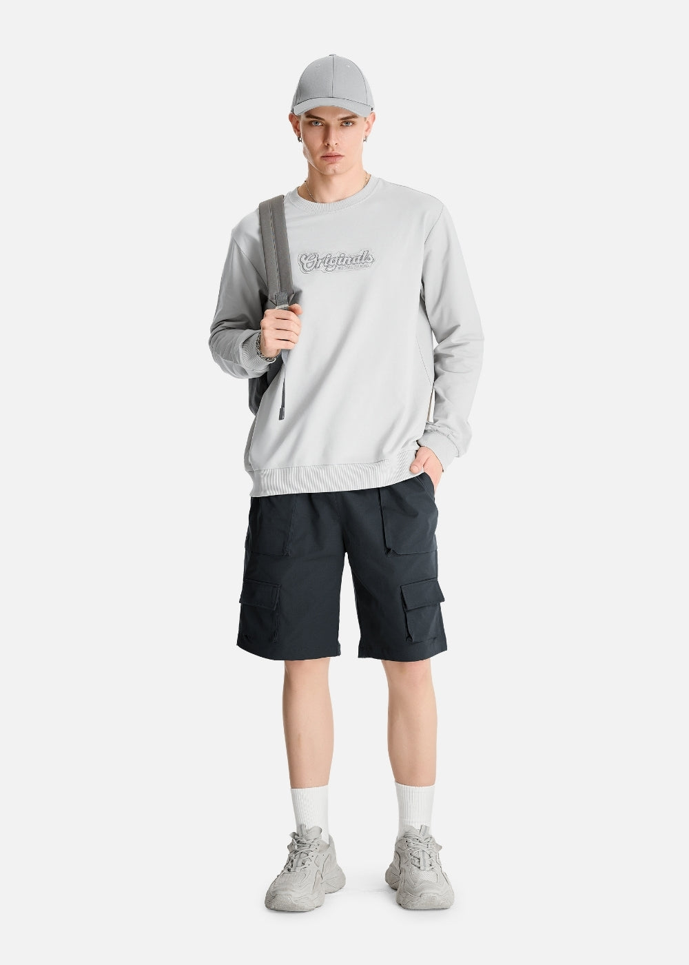 Áo Thun Sweater Cotton Co Giãn The No Style 019 Xám Nhạt