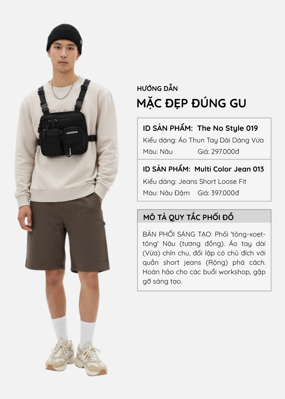 Quần Jean Short Loose Fit Nhiều Túi Multi Color Jean 013 Nâu Đậm