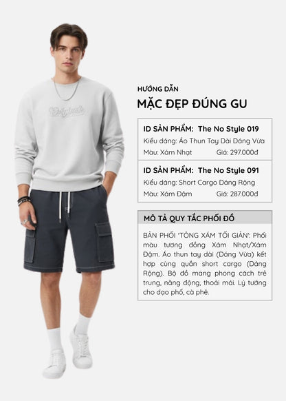 Áo Thun Sweater Cotton Co Giãn The No Style 019 Xám Nhạt