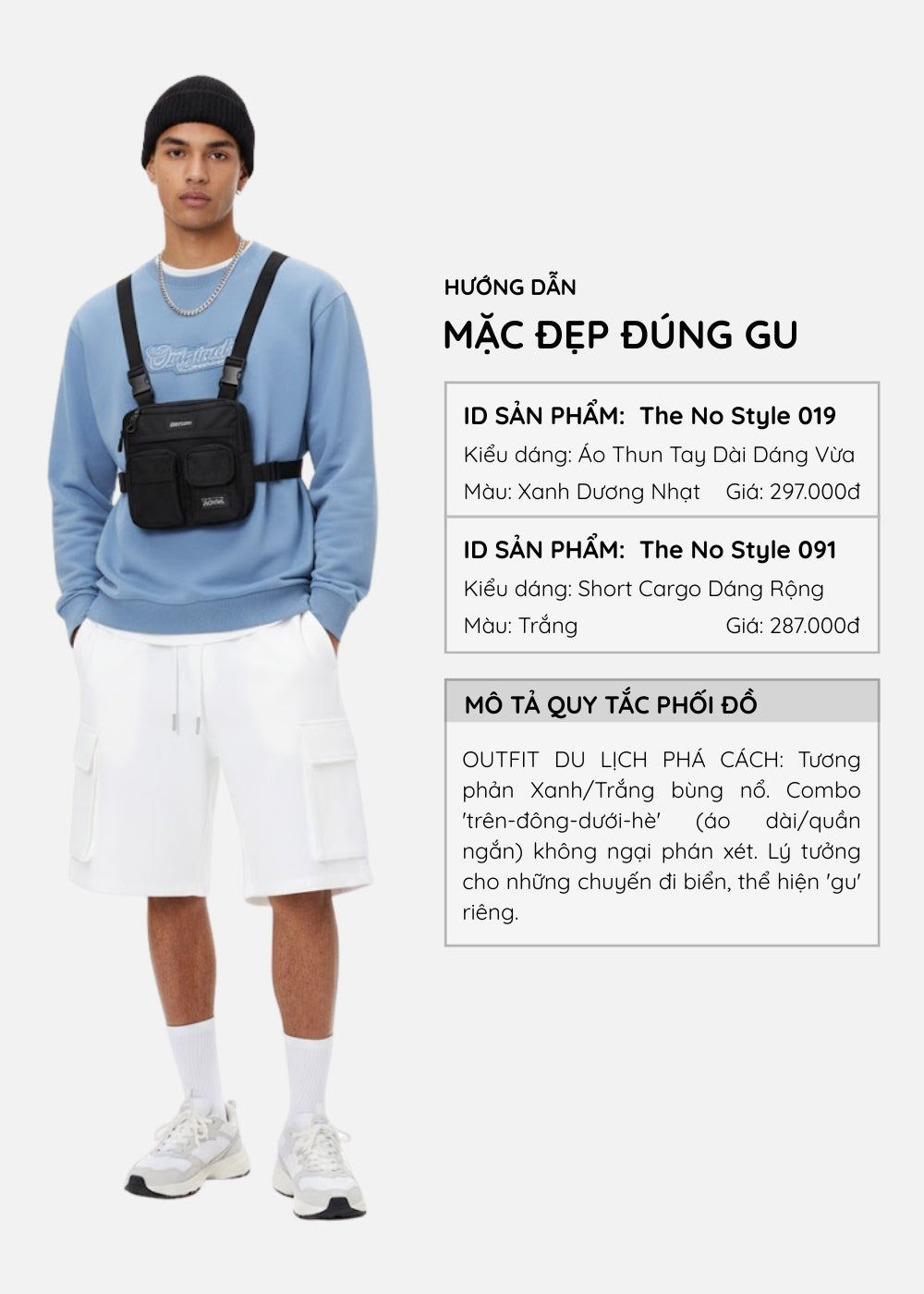 Quần Short 7 Inch Dù Nhẹ The No Style 091 Trắng