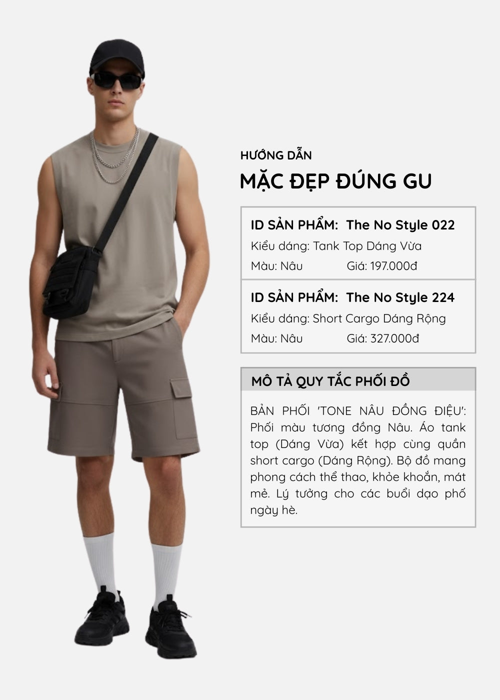 Quần Short Cargo Ít Nhăn The No Style 224 Nâu