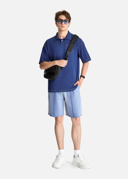 Áo Polo Cotton Thoáng Khí The No Style 027 Xanh Dương Đậm