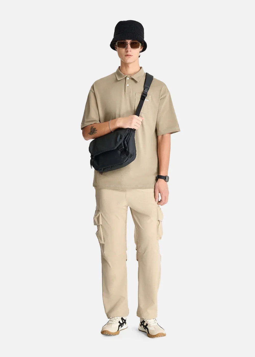 Áo Polo Cotton Co Giãn Thoải Mái FlexFit™ Điểm Nhấn Chỉ Nổi The No Style 027 Màu Nâu Dáng Rộng Rãi F4