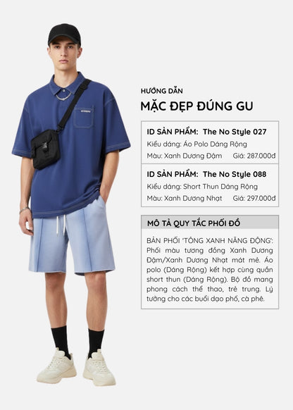 Áo Polo Cotton Thoáng Khí The No Style 027 Xanh Dương Đậm