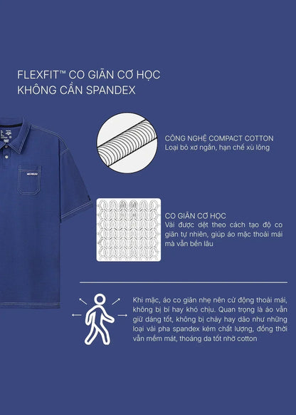 Áo Polo Cotton Co Giãn Thoải Mái FlexFit™ Điểm Nhấn Chỉ Nổi The No Style 027 Màu Nâu Dáng Rộng Rãi F4