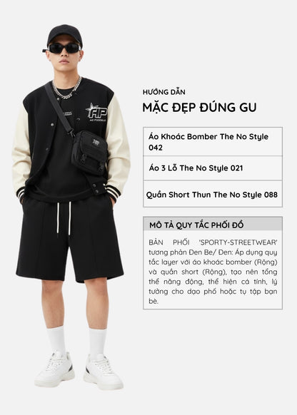 Quần Đùi Thun CloudTouch™ Mềm Mịn In Chuyển Màu The No Style 088 Màu Đen Dáng Rộng Rãi F4