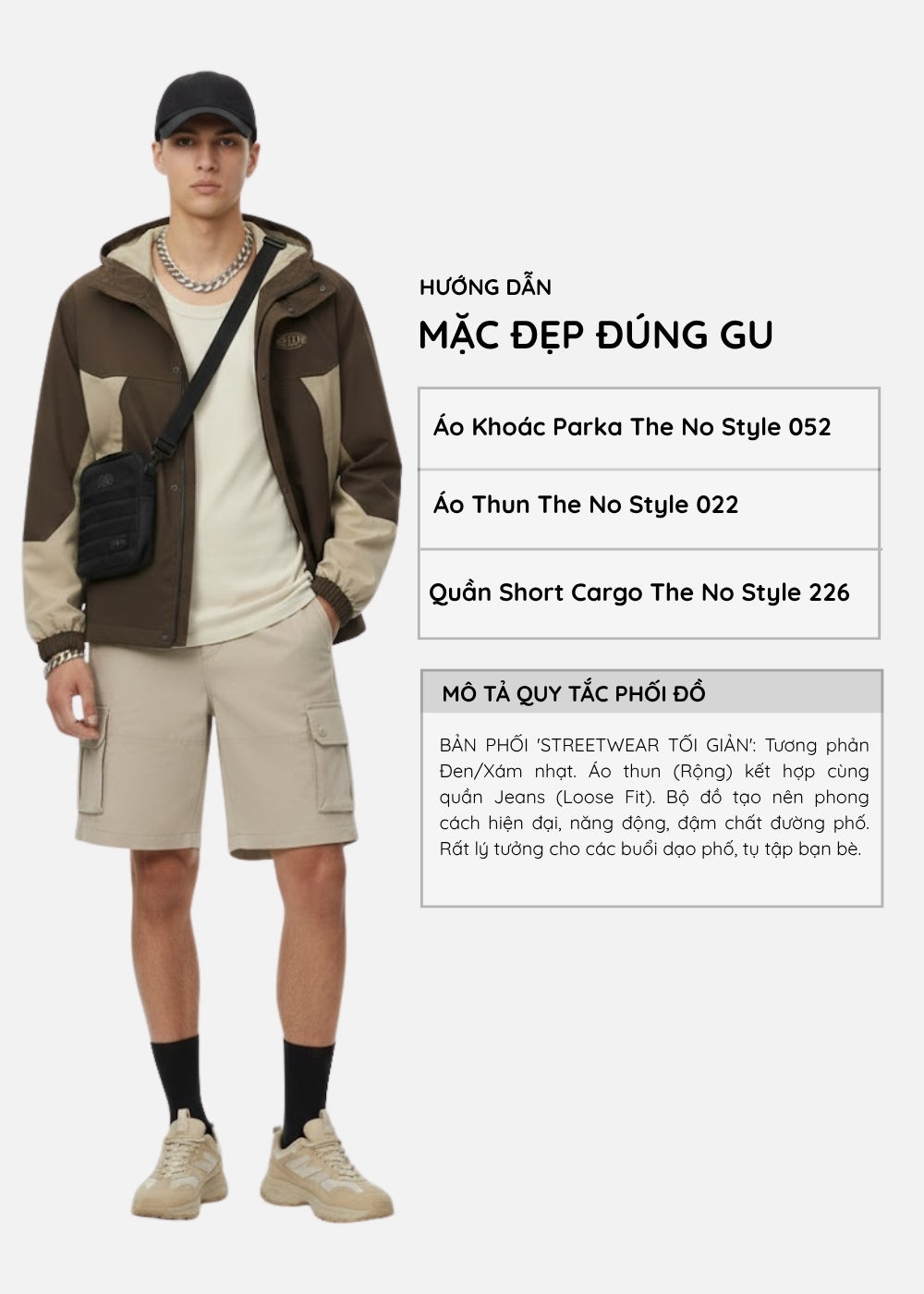 Áo Khoác Parka Phối Màu EasyCare™ Lai Áo Tùy Chỉnh Mặc Được 2 Kiểu The No Style 052 Màu Nâu Be Dáng Vừa Vặn F3