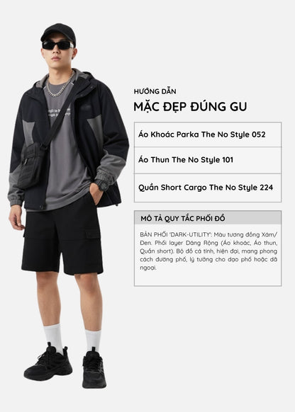 Áo Khoác Parka Phối Màu EasyCare™ Lai Áo Tùy Chỉnh Mặc Được 2 Kiểu The No Style 052 Màu Xanh Dương Xám Dáng Vừa Vặn F3