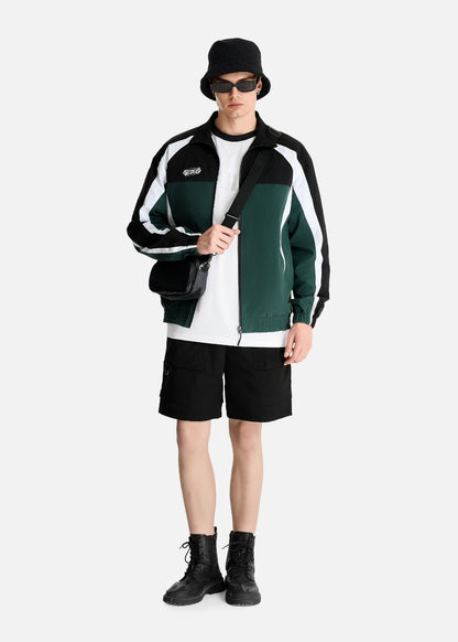 Áo Khoác Gió Sporty Phối Màu Siêu Nhẹ The No Style 058 Xanh Lá Đậm