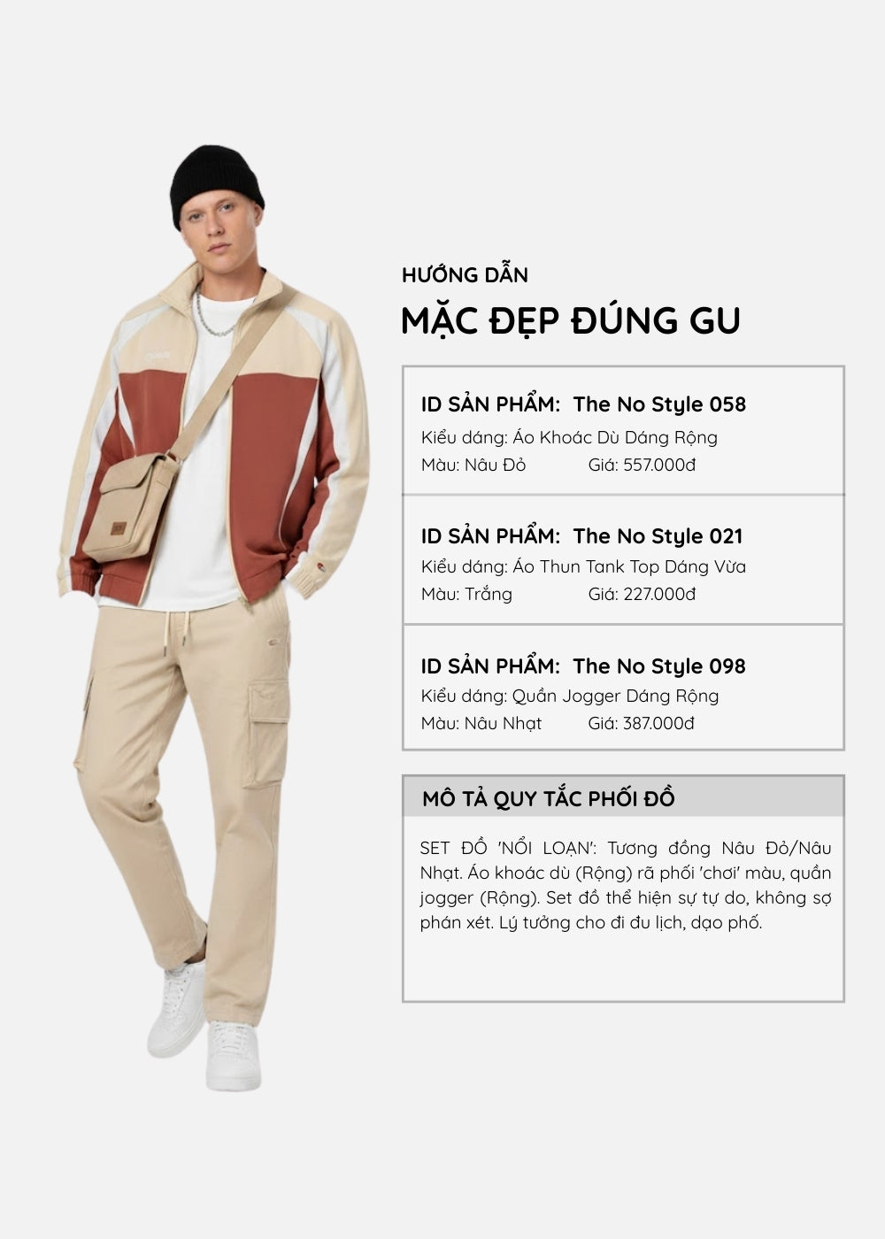 Áo Khoác Gió Sporty Phối Màu Siêu Nhẹ The No Style 058 Nâu Đỏ