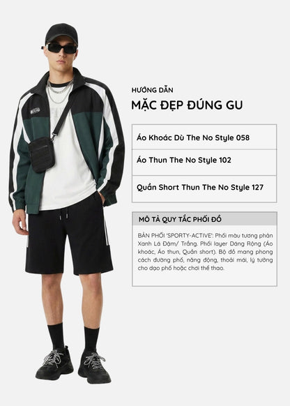 Quần Đùi Thun Năng Động CloudTouch™ Vải Dệt Hai Mặt Dày Dặn Cực Êm The No Style 127 Màu Đen Dáng Rộng Rãi F4