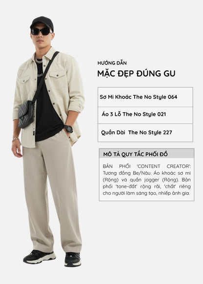 Áo Sơ Mi Khoác Kaki DurableTex™ Wash Màu The No Style 064 Màu Be Dáng Vừa Vặn F3