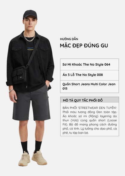 Áo Sơ Mi Khoác Kaki DurableTex™ Wash Màu The No Style 064 Màu Đen Dáng Vừa Vặn F3