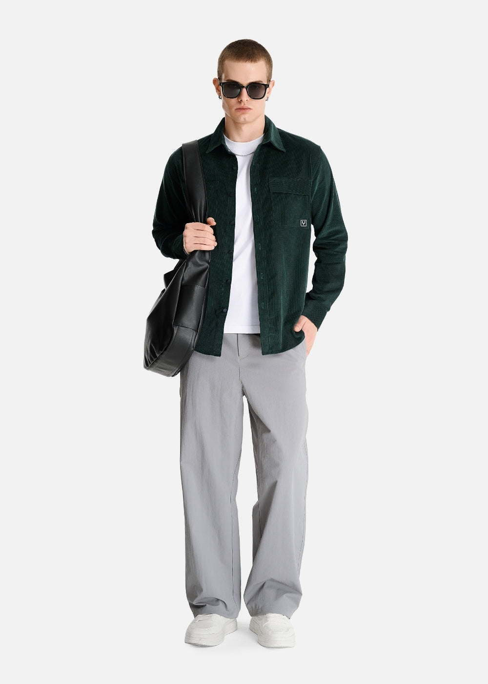 Áo Sơ Mi Khoác Corduroy Ít Nhăn The No Style 065 Xanh Lá Đậm