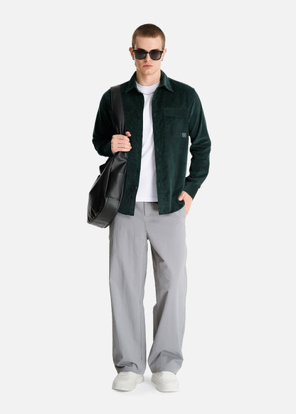 Áo Sơ Mi Khoác Corduroy Ít Nhăn The No Style 065 Xanh Lá Đậm
