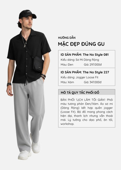 Áo Sơ Mi Cuban Jacquard Co Giãn The No Style 081 Đen