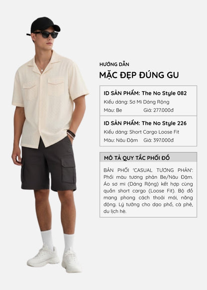 Áo Sơ Mi Cuban Họa Tiết Nổi Co Giãn The No Style 082 Be