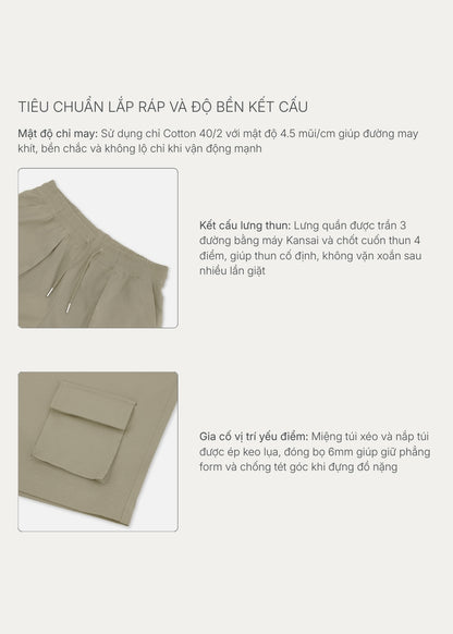 Quần Đùi Túi Hộp Vải Mịn Sorona® EasyCare™ Giặt Ít Nhăn The No Style 091 Màu Đen Dáng Rộng Rãi F4