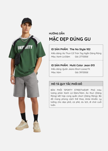 Áo Thun Cotton Mềm Mịn Phối Màu The No Style 102 Xanh Lá Đậm