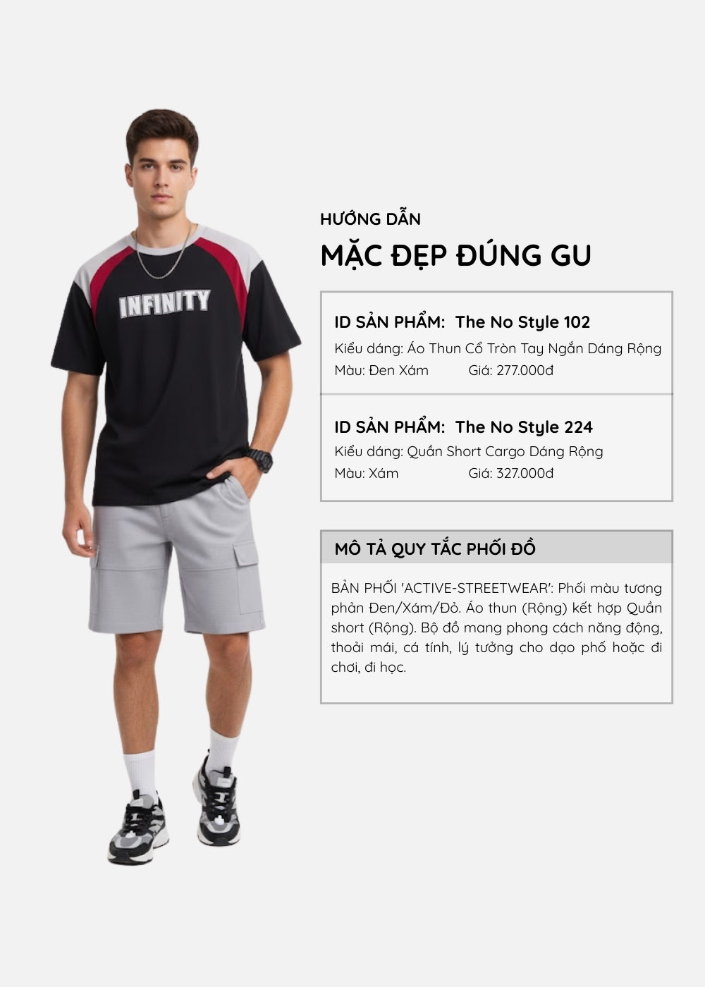 Quần Short Cargo Ít Nhăn The No Style 224 Xám