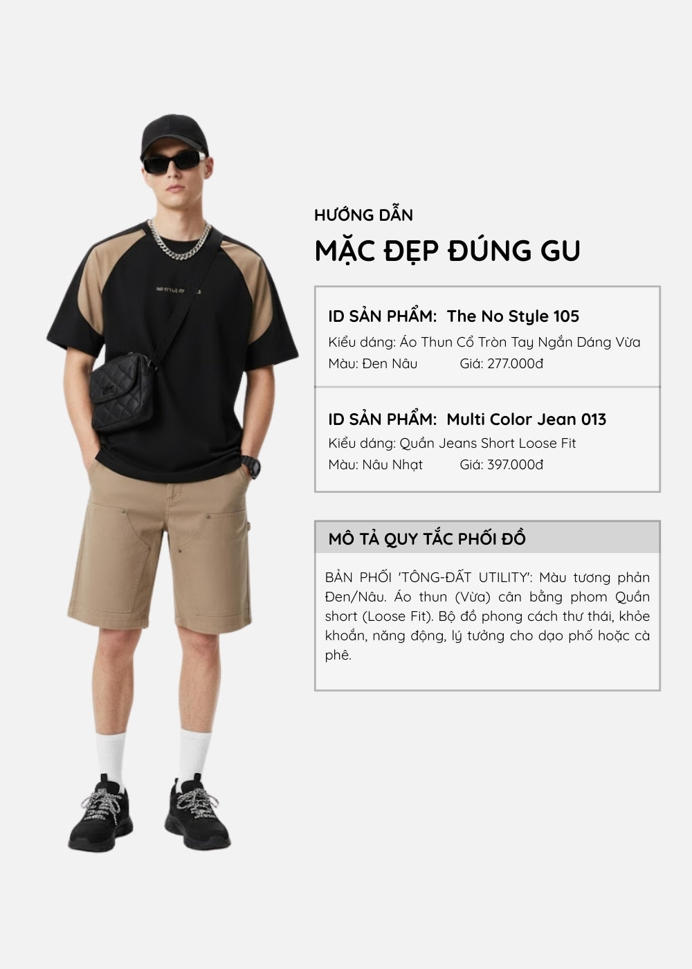 Áo Thun Raglan Cotton Phối Màu The No Style 105 Đen Nâu