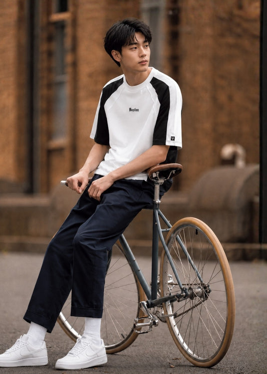 Áo Thun FlexFit™ Vai May Xéo Raglan Dễ Cử Động Cotton Mềm Mướt The No Style 112 Màu Trắng Đen Dáng Rộng Rãi F4