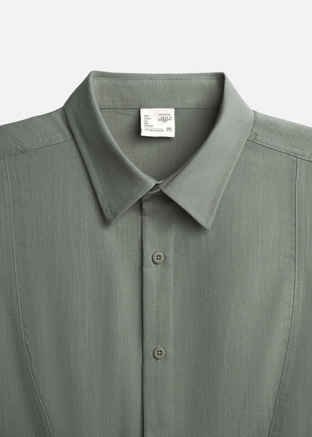 Áo Sơ Mi Tay Ngắn AirDry™ Hiệu Ứng Linen Thoáng Khí The No Style 117 Xanh Lá Đậm