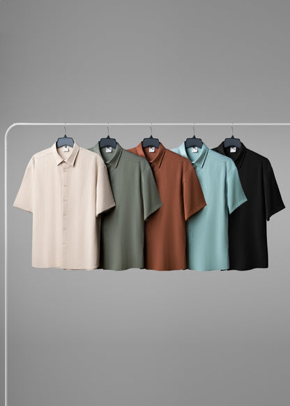 Áo Sơ Mi Tay Ngắn AirDry™ Thoáng Khí Ít Nhăn The No Style 117 Nâu Nhạt