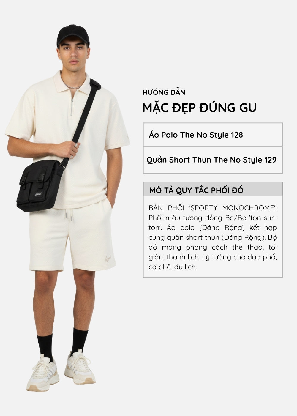 Quần Đùi Thun Dệt Vân Nổi FlexFit™ Ít Nhăn Mau Khô The No Style 129 Màu Be Dáng Rộng Rãi F4