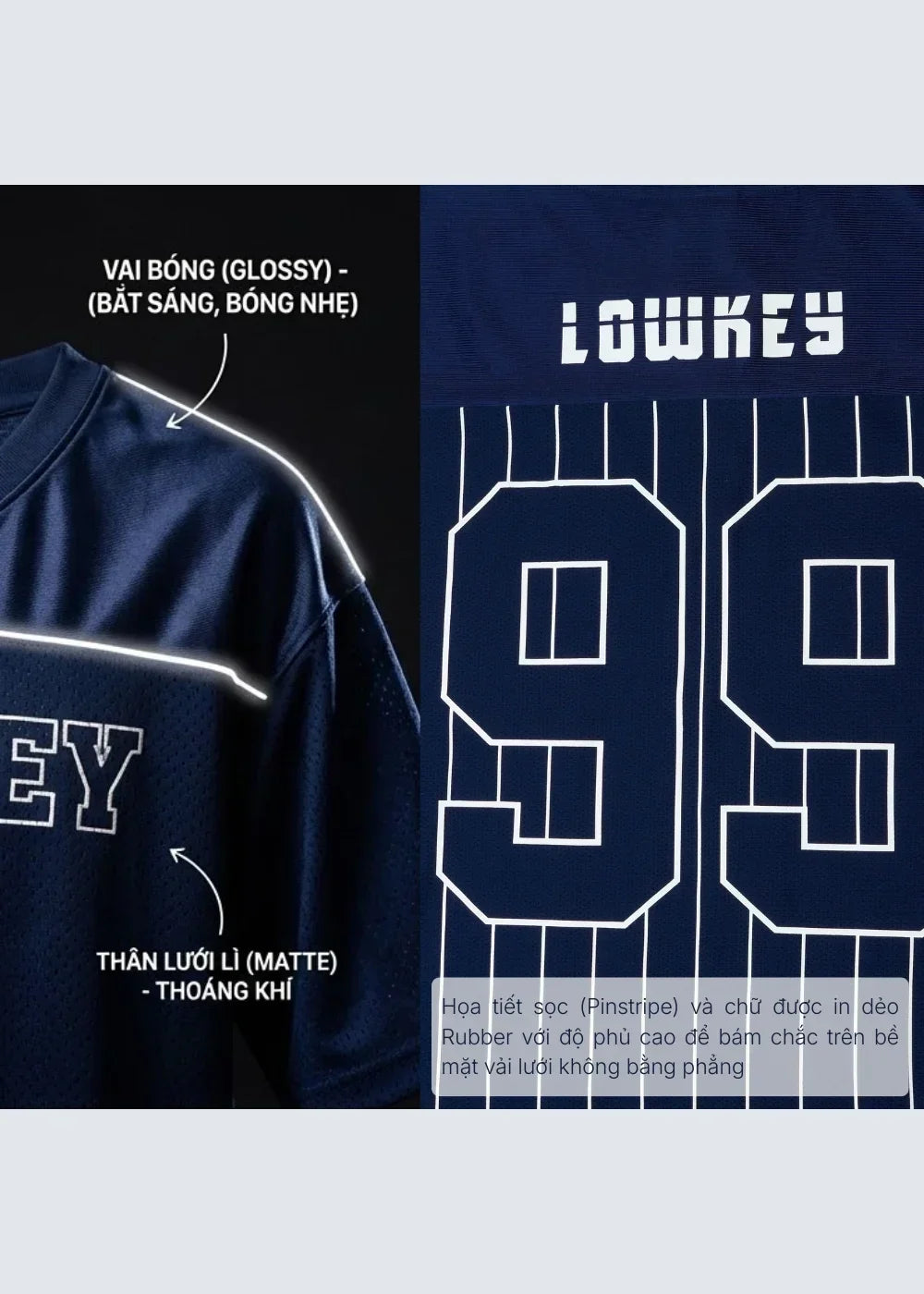 Áo Thun Phối Lưới Thoát Mồ Hôi Nhanh AirDry™ In Chữ "LOWKEY" The No Style 134 Màu Trắng Dáng Rộng Rãi F4