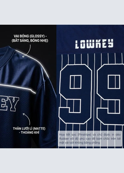 Áo Thun Phối Lưới Thoát Mồ Hôi Nhanh AirDry™ In Chữ "LOWKEY" The No Style 134 Màu Trắng Dáng Rộng Rãi F4