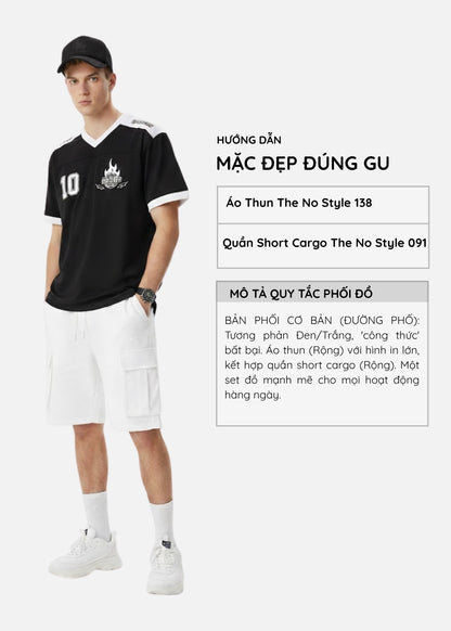 Áo Thun Dáng Hộp Che Khuyết Điểm AirDry™ Vải Dệt Lưới Mặc Nhẹ Tênh The No Style 138 Màu Đen Dáng Rộng Rãi F4