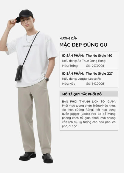 Áo Thun Cổ Tròn Tay Ngắn FlexFit™ Co Giãn Graphic The No Style 160 Trắng