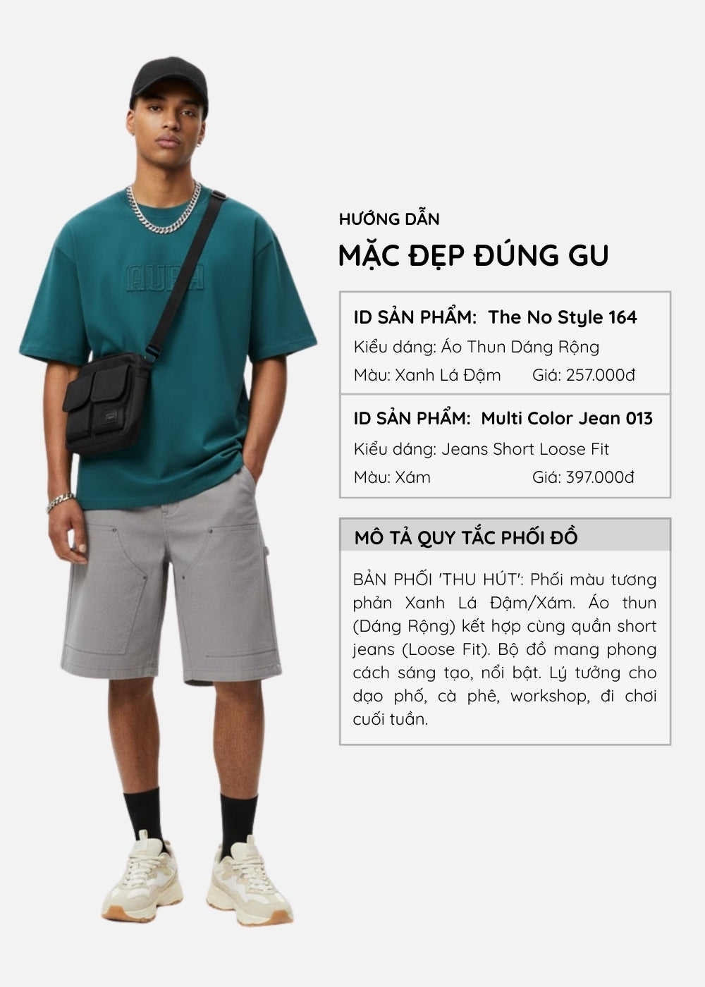 Áo Thun Aura Cotton Mềm Mại The No Style 164 Xanh Lá Đậm