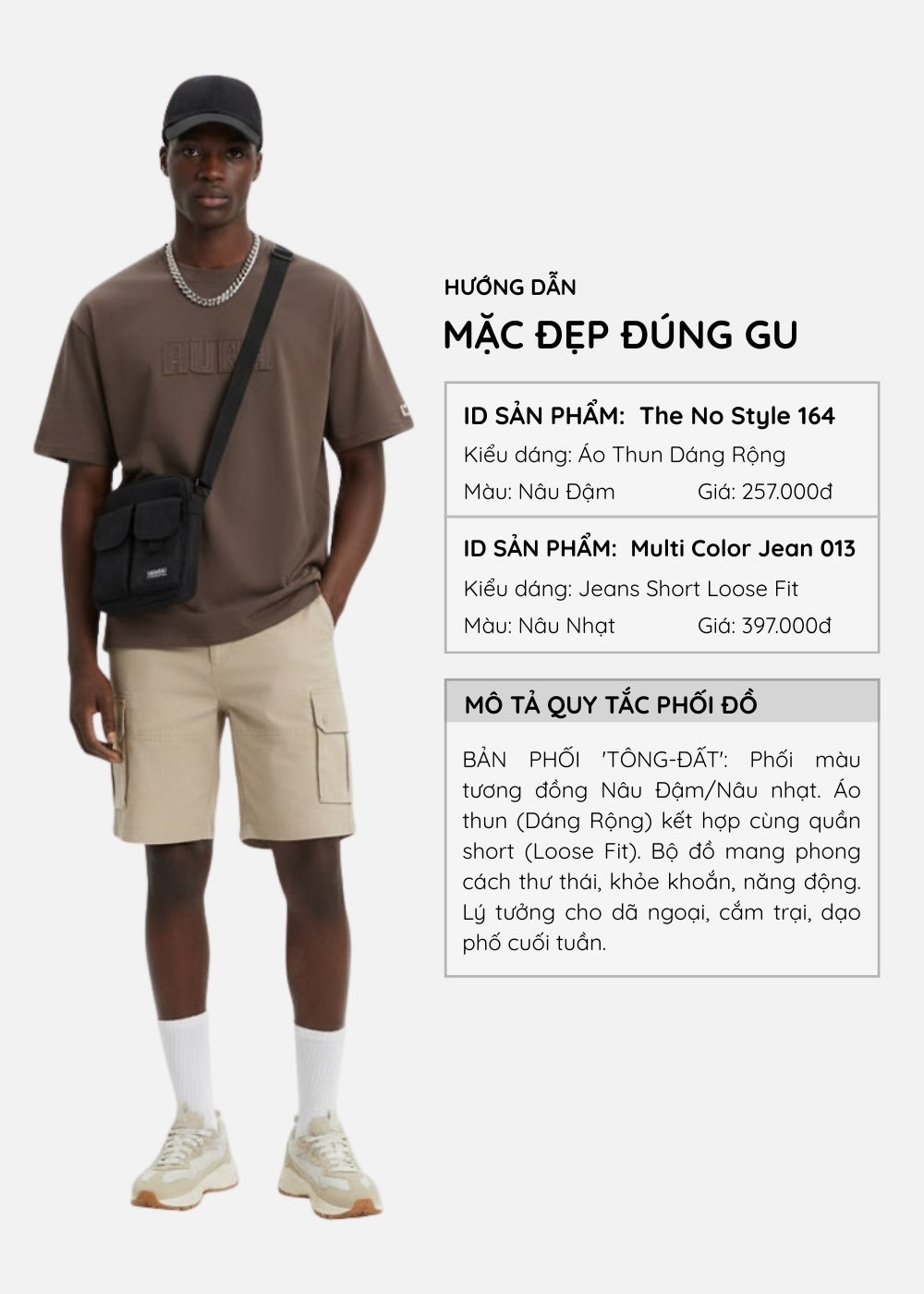 Áo Thun Aura Cotton Mềm Mại The No Style 164 Nâu Đậm