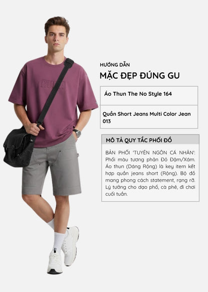 Áo Thun FlexFit™ Thêu Viền Vải "AURA" Co Giãn Thoải Mái The No Style 164 Màu Đỏ Đậm Dáng Rộng Rãi F4
