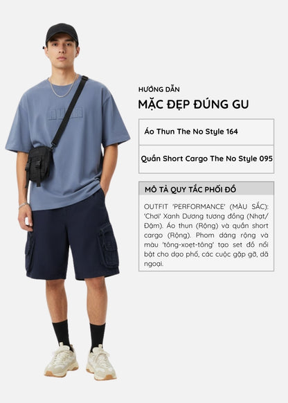 Áo Thun FlexFit™ Thêu Viền Vải "AURA" Co Giãn Thoải Mái The No Style 164 Màu Xám Đậm Dáng Rộng Rãi F4