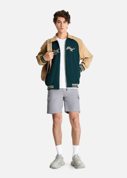 Áo Khoác Bomber Nhung Tăm DurableTex™ Vải Đanh Chắc Giữ Ấm Tốt The No Style 182 Màu Xanh Lá Đậm Dáng Rộng Rãi F4