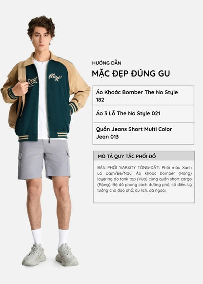 Áo Khoác Bomber Nhung Tăm DurableTex™ Vải Đanh Chắc Giữ Ấm Tốt The No Style 182 Màu Xanh Lá Đậm Dáng Rộng Rãi F4