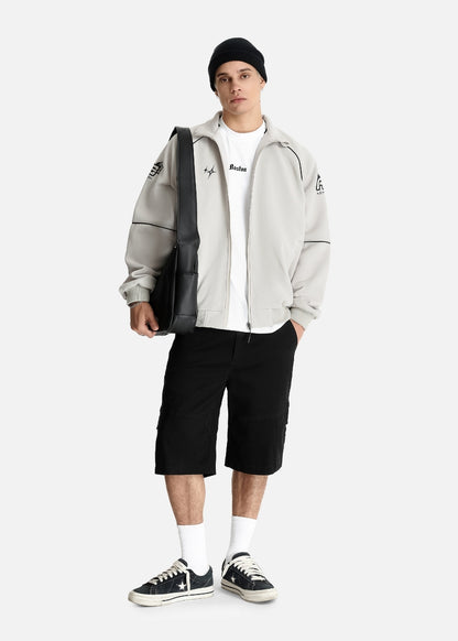 Áo Khoác Bomber Vải Pique Co Giãn The No Style 183 Xám Nhạt