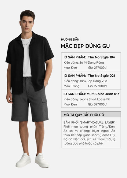 Áo Sơ Mi Cuban Họa Tiết Nổi Thoáng Mát The No Style 184 Đen