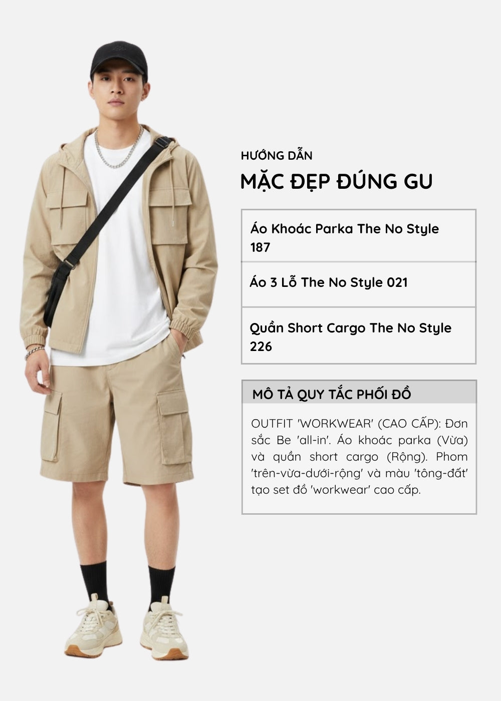 Áo Khoác Parka Chống Nắng Vải DurableTex™ Chắc Chắn Mặc Bền The No Style 187 Màu Be Dáng Ôm Vừa F2