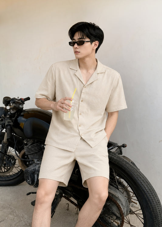 Quần Đùi Kaki Ống Suông Gọn Gàng DurableTex™ Đứng Dáng The No Style 198 Màu Nâu Nhạt Dáng Vừa Vặn F3