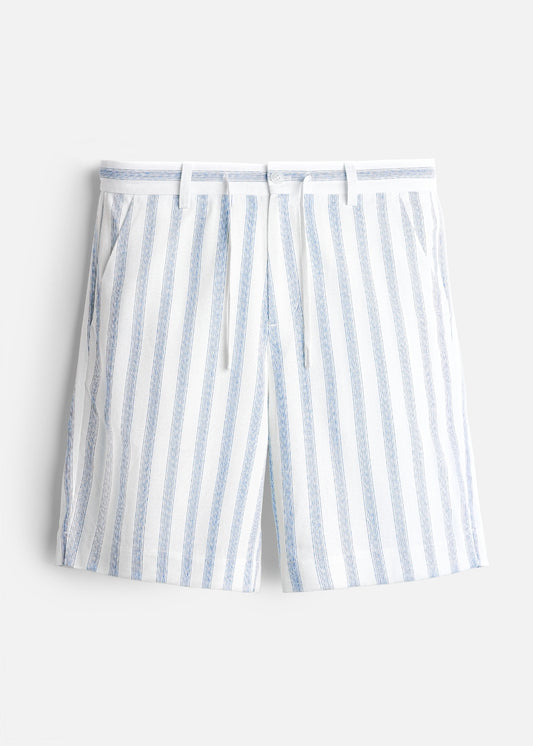 Quần Đùi Kaki Sọc Trẻ Trung AirDry™ Mịn Mướt Nhẹ Mát The No Style 202 Màu Trắng Xanh Dương Dáng Rộng Rãi F4