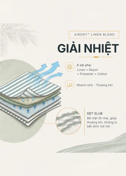 Áo Sơ Mi Tay Ngắn AirDry™ Họa Tiết Sọc Mịn Mướt Nhẹ Mát The No Style 203 Màu Trắng Xanh Dương Dáng Vừa Vặn F3