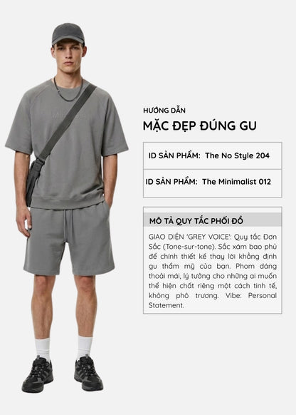 Áo Thun Boxy Raglan Hack Dáng CloudTouch™ In Nổi 3D The No Style 204 Xám