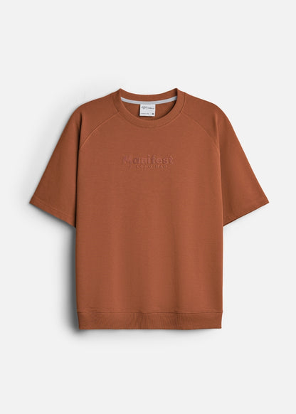 Áo Thun Boxy Raglan Hack Dáng CloudTouch™ In Nổi 3D The No Style 204 Cam Đậm