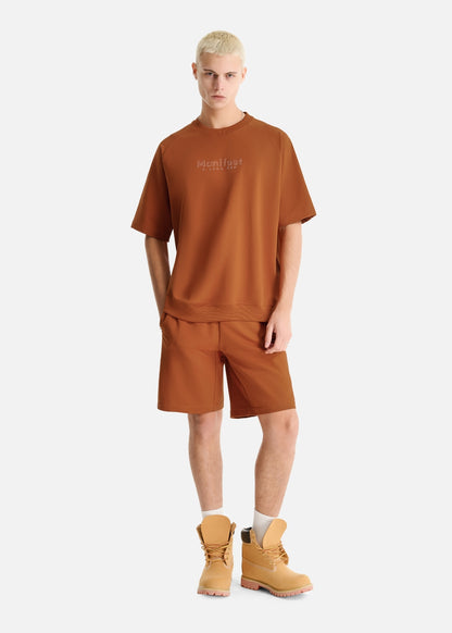 Áo Thun Boxy Raglan Hack Dáng CloudTouch™ In Nổi 3D The No Style 204 Cam Đậm